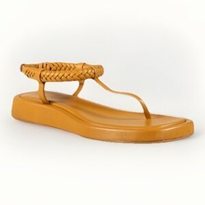 GIA/RHW Women's Brown Braided Leather Thong Slingback Sandals US Size 6 EU 36